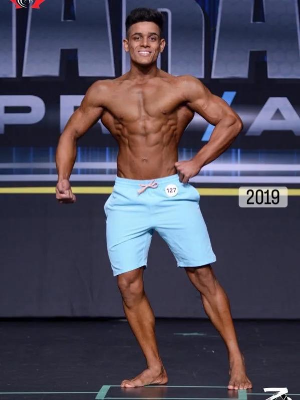 Jatin winning his 2019 natural bodybuilding show