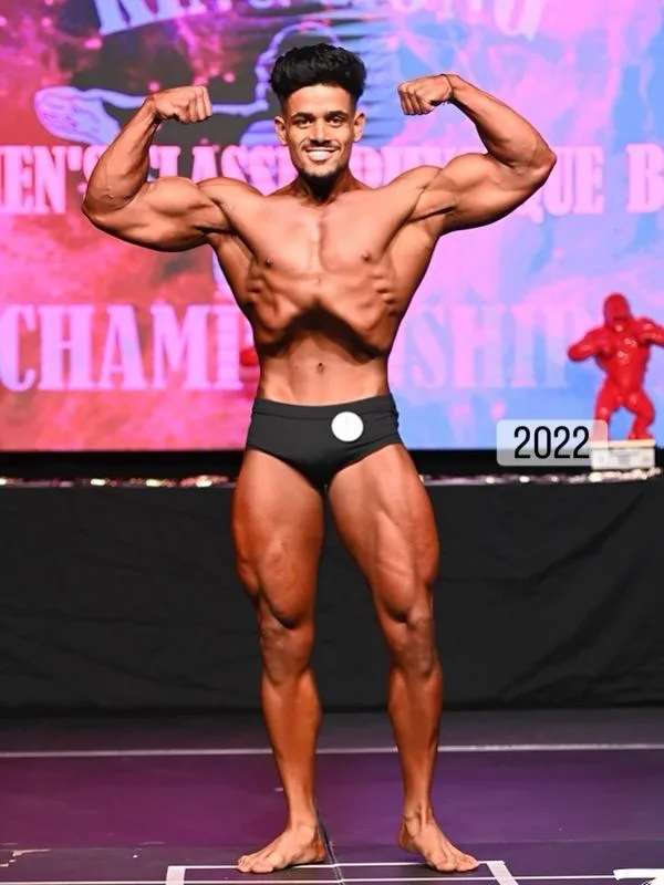 Jatin winning his 2022 natural bodybuilding show