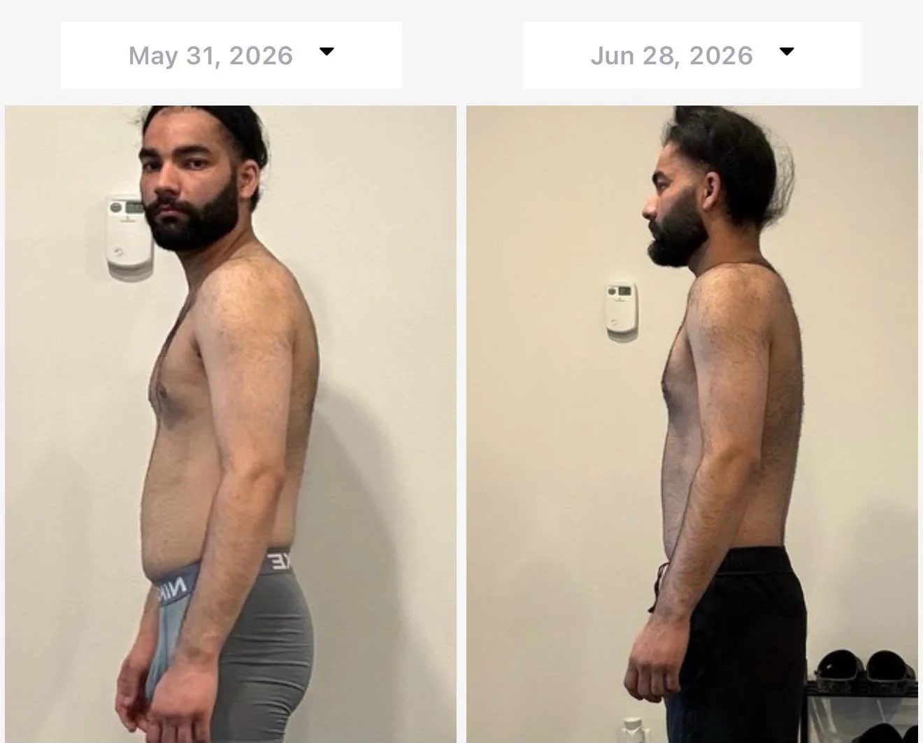 Client side-view transformation over four weeks of coaching