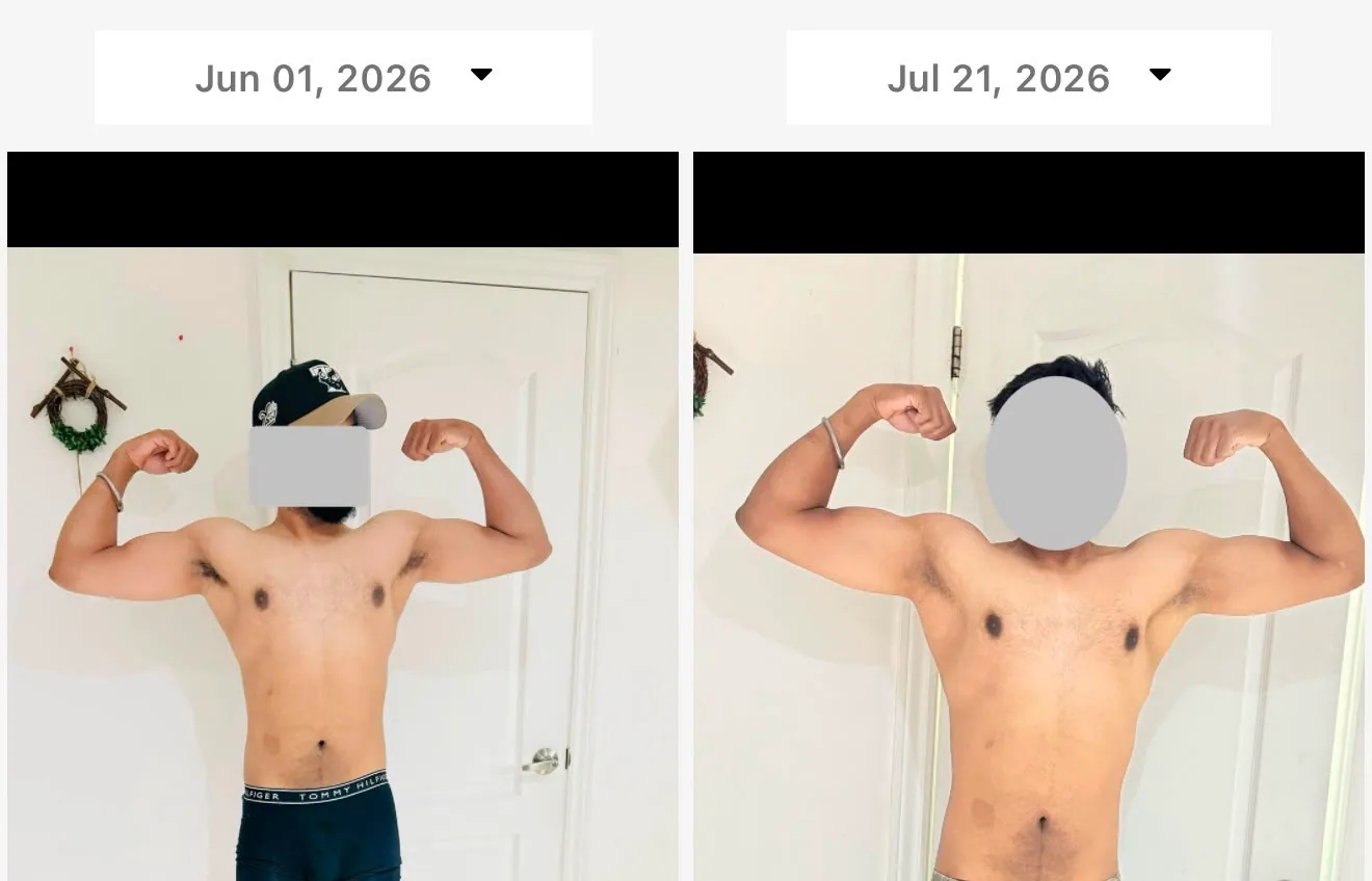 Another client front-flex transformation over seven weeks of coaching